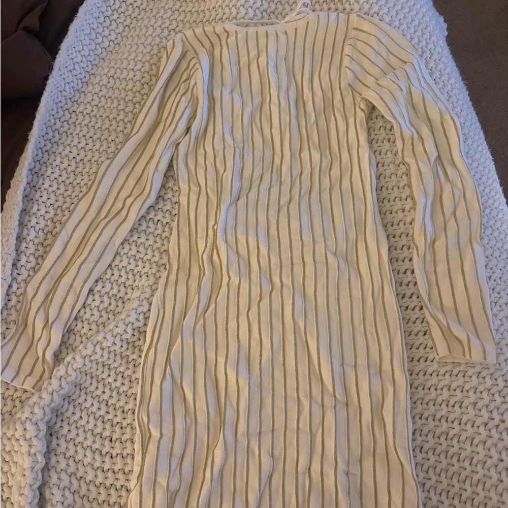 Princess Polly Cream and Tan Backless Dress